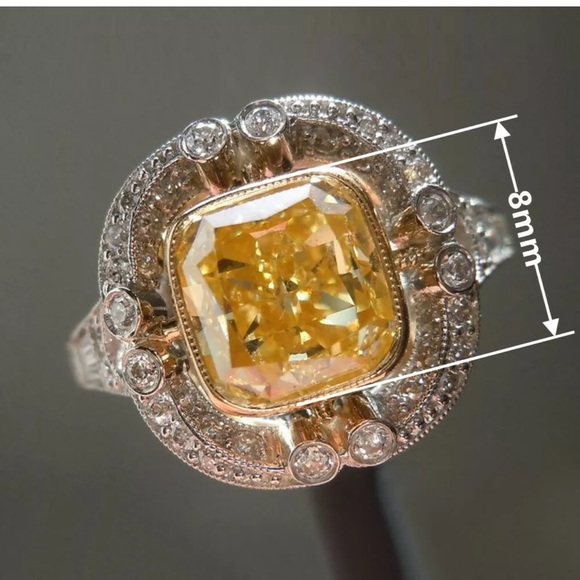 925 Silver Wedding Engagement Ring Citrine Ring - Picture 5 of 5